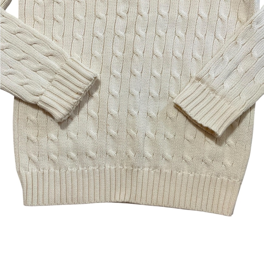 Ralph Lauren Sport Cable-Knit Cotton Crewneck Ivory Jumper Size Large old money - Picture 9 of 16